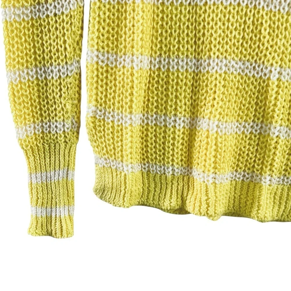 Banana Republic Yellow White Stripe Linen Sweater Women’s S V-Neck